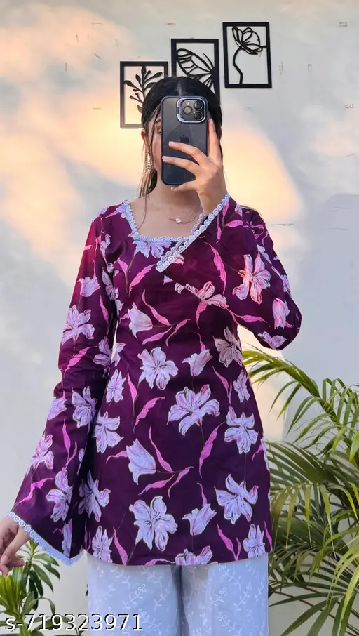 BEAUTIFUL RAYON PRINTED SHORT KURTI